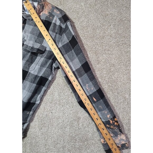 OOAK Upcycled Flannel Shacket Shirt Five Finger Death Punch FFDP Boyfriend Fit L - Picture 8 of 13